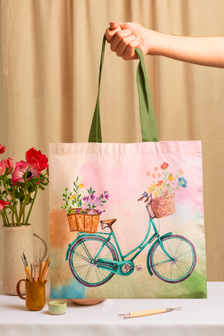 Floral Bicycle Tote Bag
