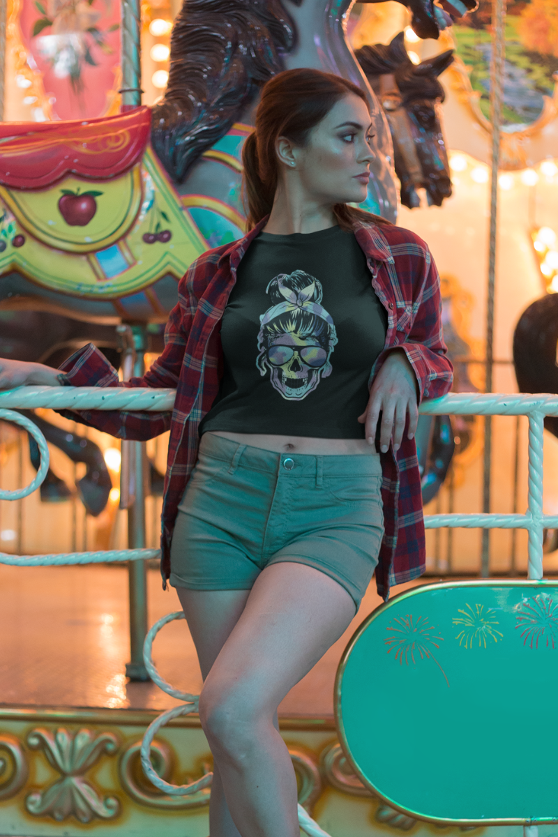 Neon Skull Crop Top