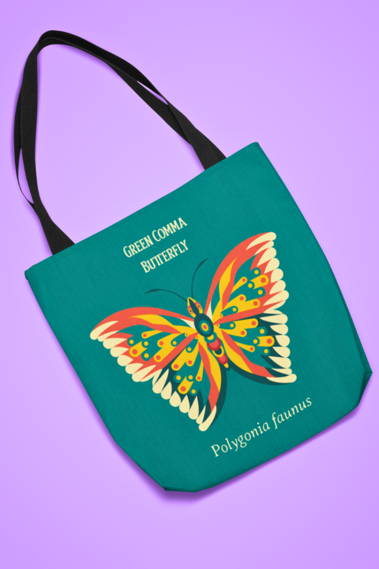 Green Comma Butterfly Tote Bag