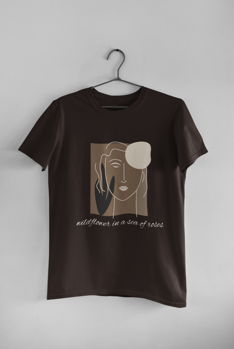 Wildflower Minimalist Face Art T-Shirt