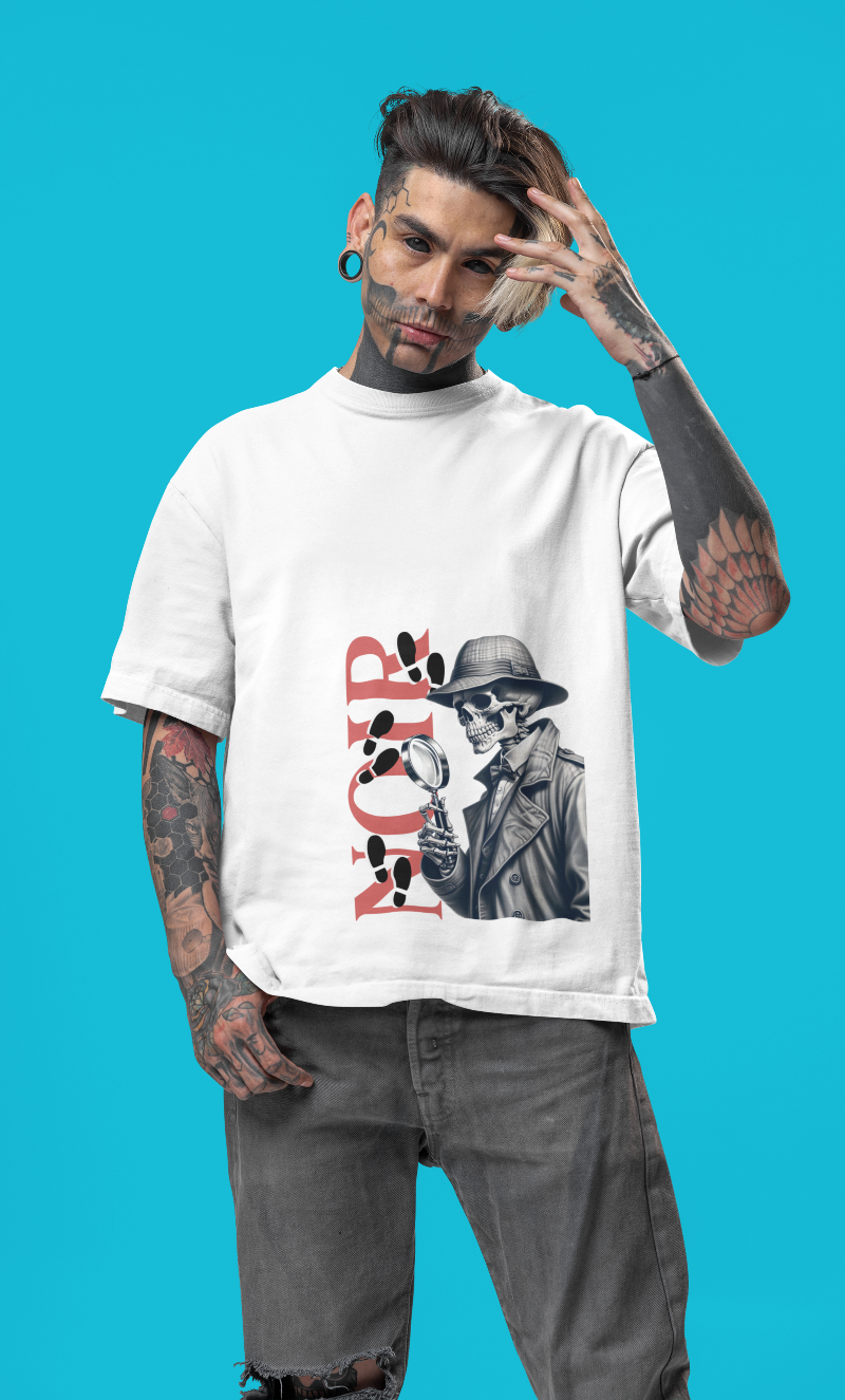 Skull Detective Graphic Oversized T-shirt