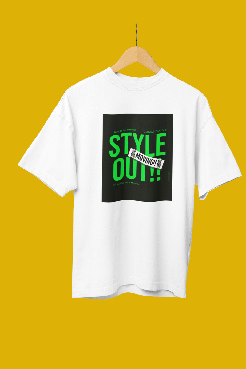 White Style Out Graphic Printed Oversized T-shirt