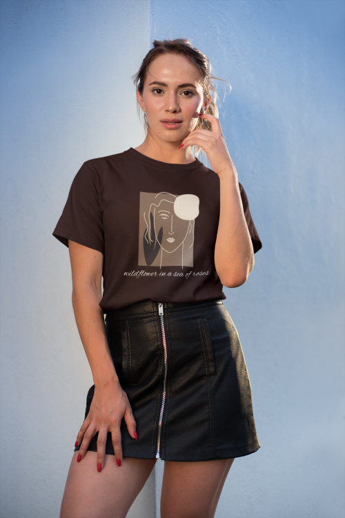 Wildflower Minimalist Face Art T-Shirt